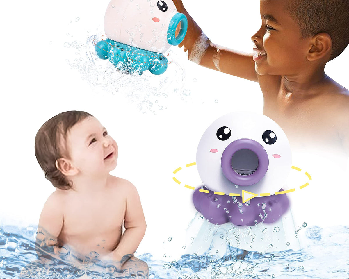 Octopus Fountain Bath Toy Water Jet Rotating Shower Bathroom