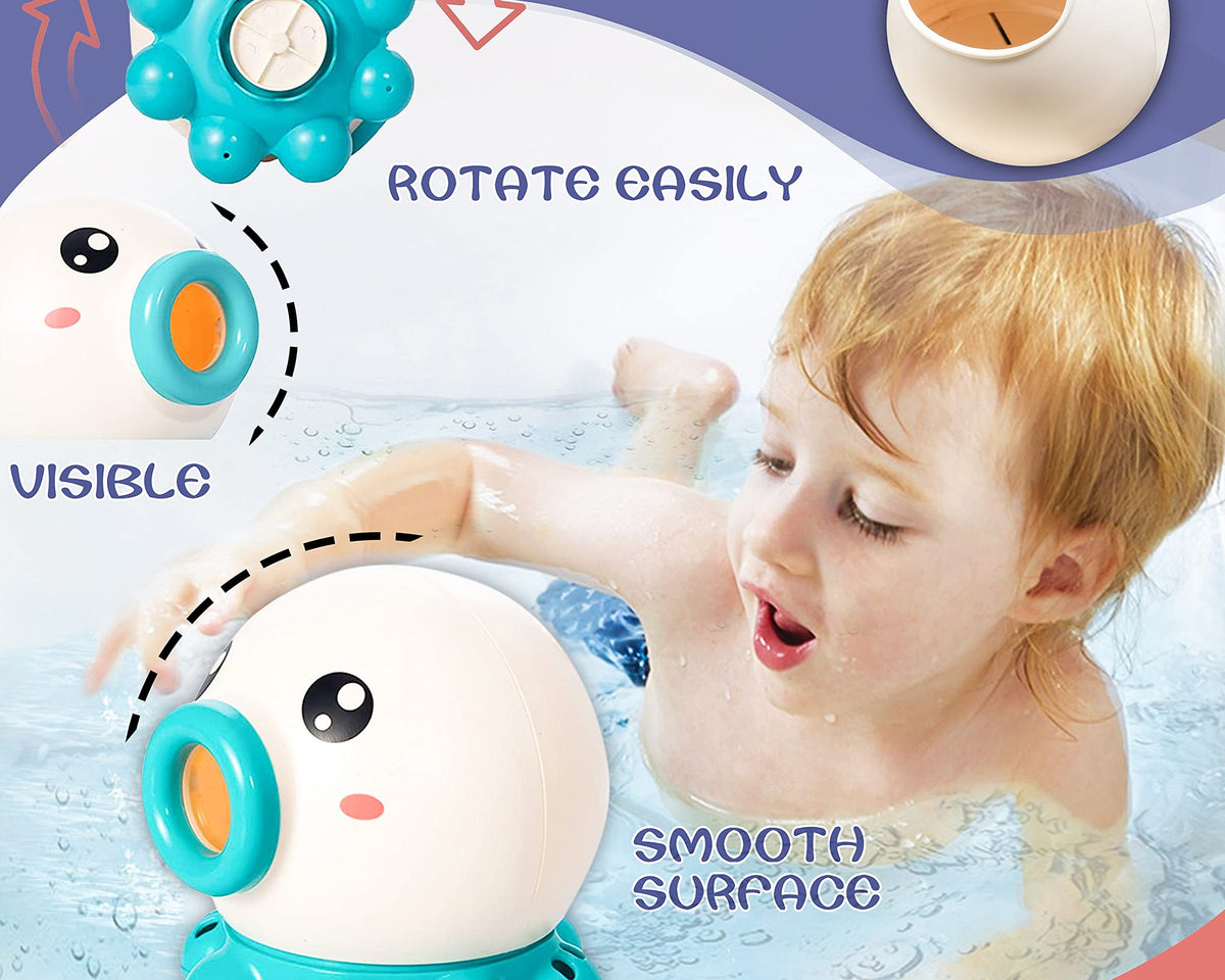 Octopus Fountain Bath Toy Water Jet Rotating Shower Bathroom