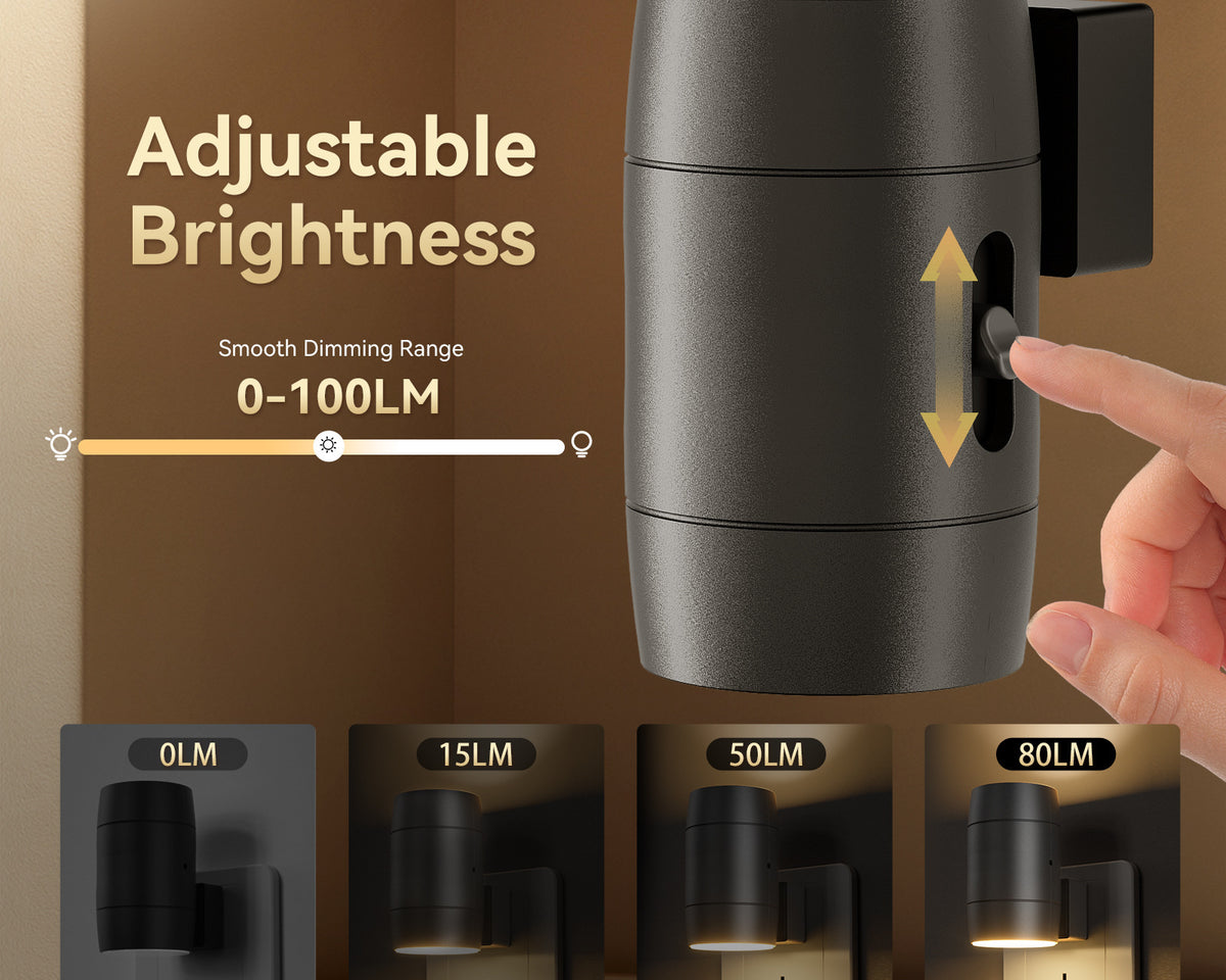 Direct Plug Brightness Adjustable Rotatable Light Small Induction Night Lamp